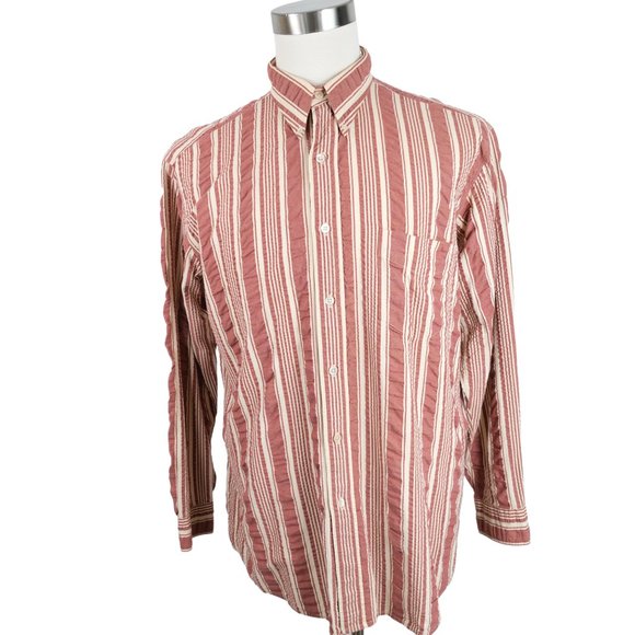 Hugo Boss Men's L Vintage Burgendy Striped Button Down Shirt - Picture 2 of 15